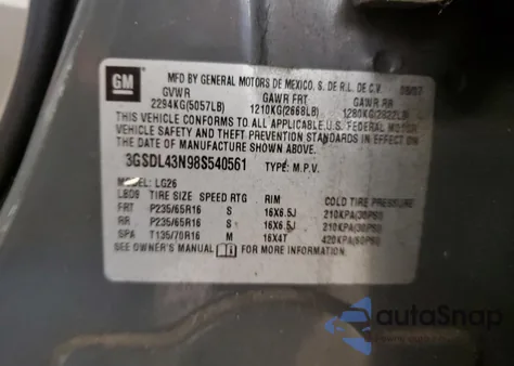 2008 Saturn Vue Xe z USA, uszkodzony, nr VIN 3GSDL43N98S540561